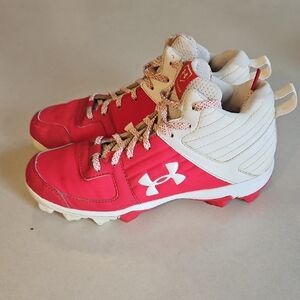 Under Armour Red And White Youth Baseball Cleats
